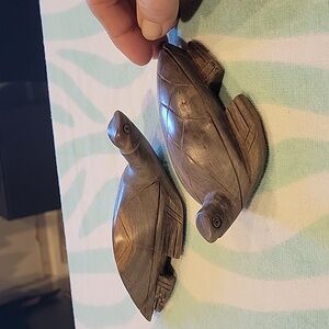 Tortoise  carved Figurines/ set of 2, ironwood, old/ Stunning!